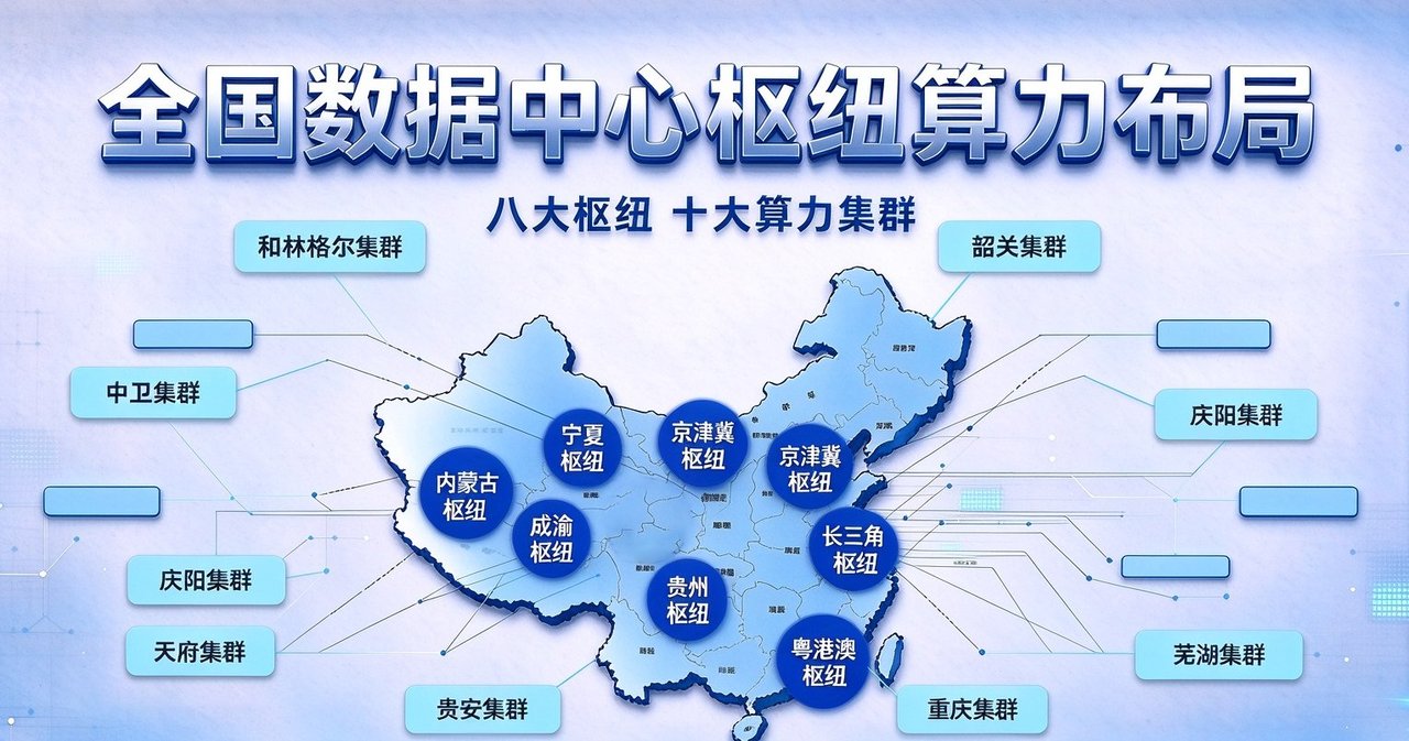 全国数据中心枢纽算力布局:八大枢纽 十大算力集群